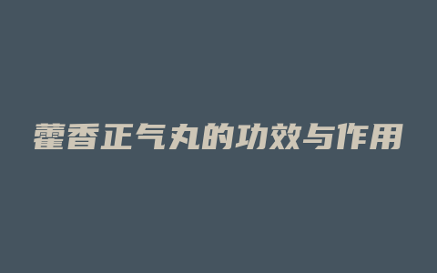 藿香正气丸的功效与作用