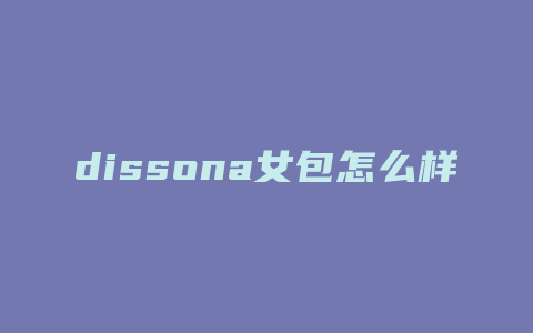 dissona女包怎么样