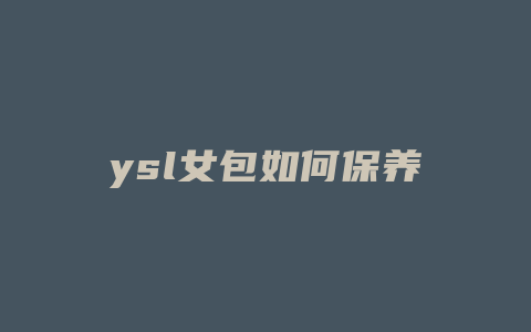 ysl女包如何保养